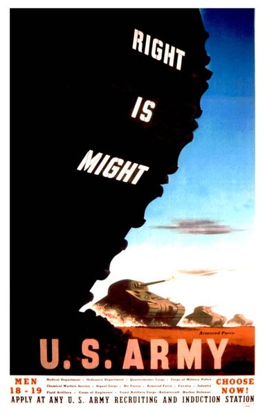WW2 Propaganda Posters. Right is Might